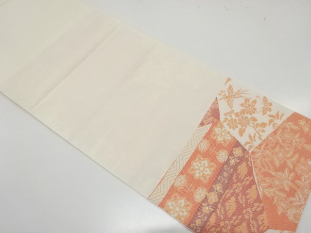  未使用品　切りばめ風　花鳥模様織り出し　名古屋帯